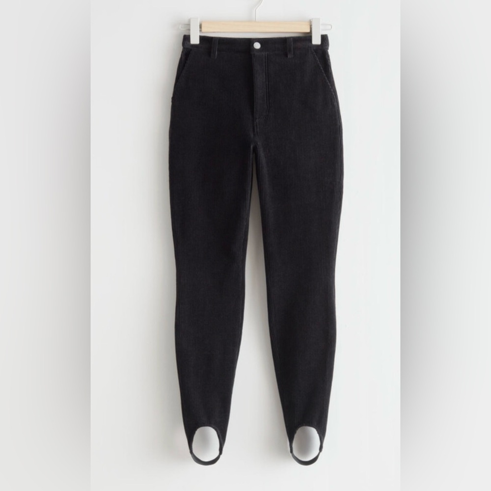 & Other Stories Los Angeles Atelier Black Corduroy Stirrup Pants -‎ Rare Find